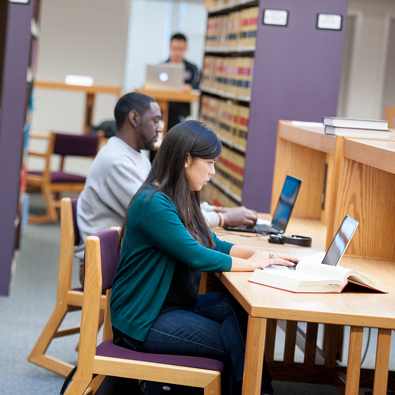 Students studying in the library